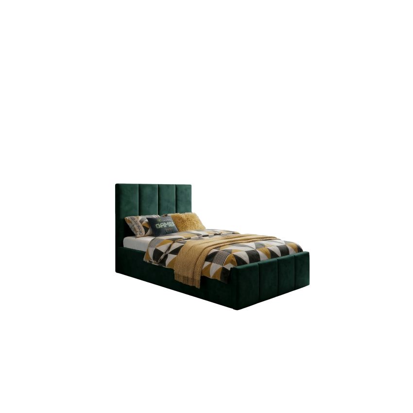 Pat Cozy, 90x200 cm, verde, suport saltea din PAL