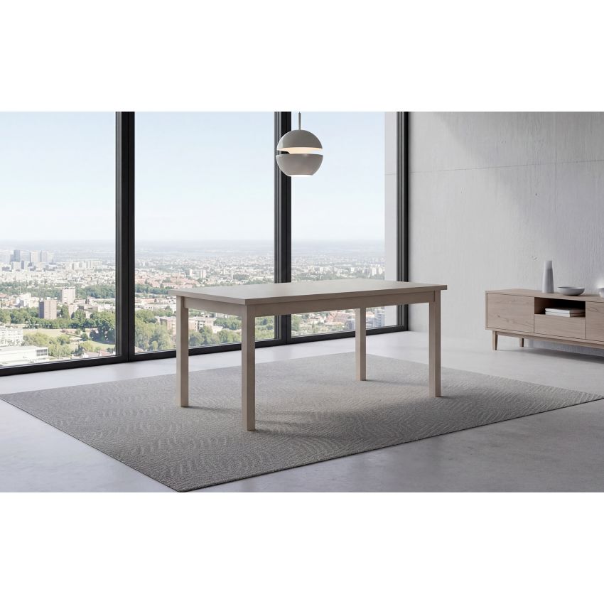 Masă bucatarie extensibila, MB-13 alba1, cashmere, 120-150160 x 80 cm, lemn masiv de fag/pal