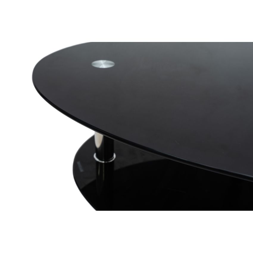 Masa cafea HT-176, 92x60 cm, negru, sticla securizata