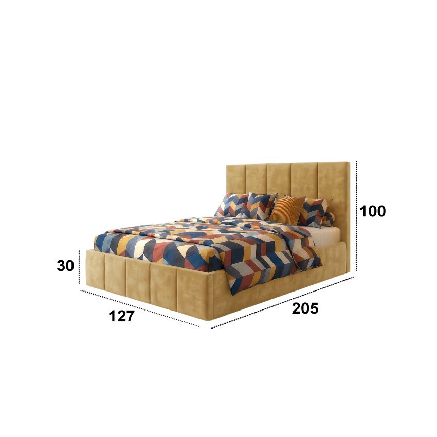 Pat Cozy, 120x200 cm, galben, suport saltea din PAL
