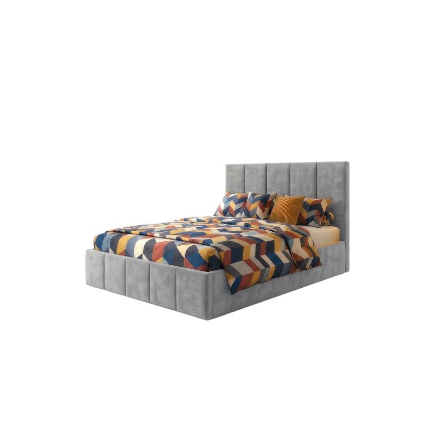 Pat Cozy cu saltea, 120x200 cm, gri deschis, suport saltea din PAL