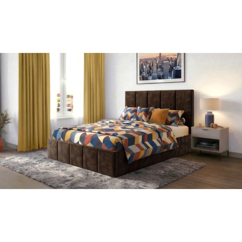 Pat Cozy, 120x200 cm, gri inchis, suport saltea din PAL