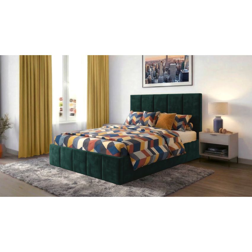 Pat Cozy, 120x200 cm, gri inchis, suport saltea din PAL
