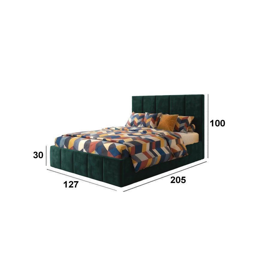 Pat Cozy, 120x200 cm, verde, suport saltea din PAL