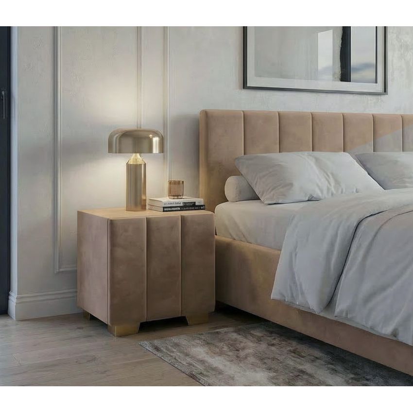 Noptiera tapitata Cozy 1d, 45x45x45 cm, gri inchis
