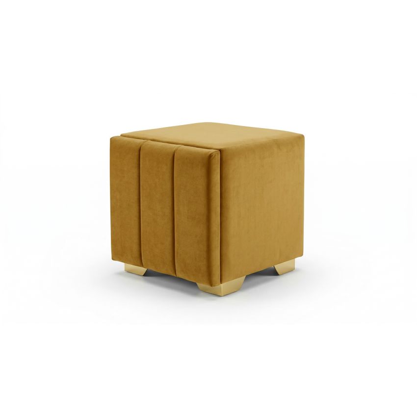 Noptiera tapitata Cozy 1d, 45x45x45 cm, galben