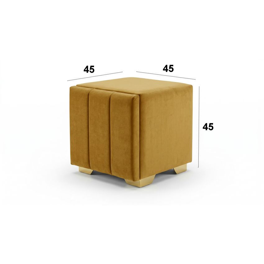 Noptiera tapitata Cozy 1d, 45x45x45 cm, galben