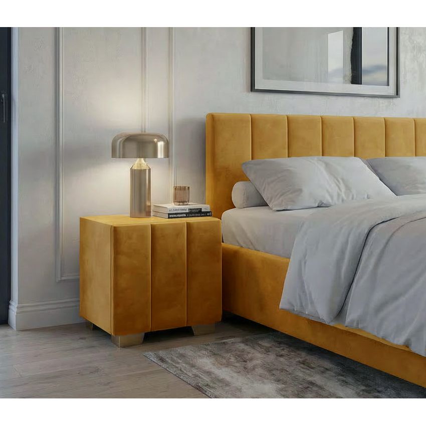 Noptiera tapitata Cozy 1d, 45x45x45 cm, gri inchis