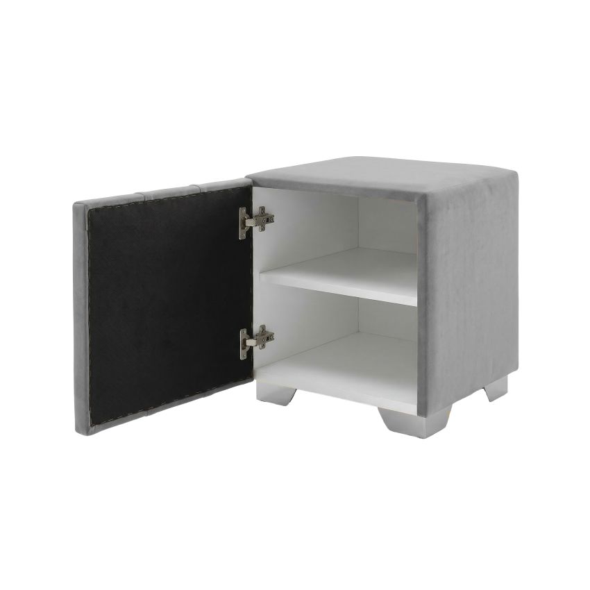 Noptiera tapitata Cozy 1d, 45x45x45 cm, gri deschis