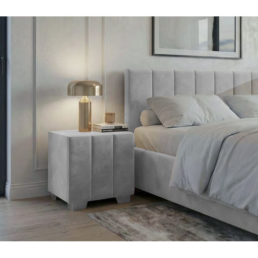 Noptiera tapitata Cozy 1d, 45x45x45 cm, gri inchis