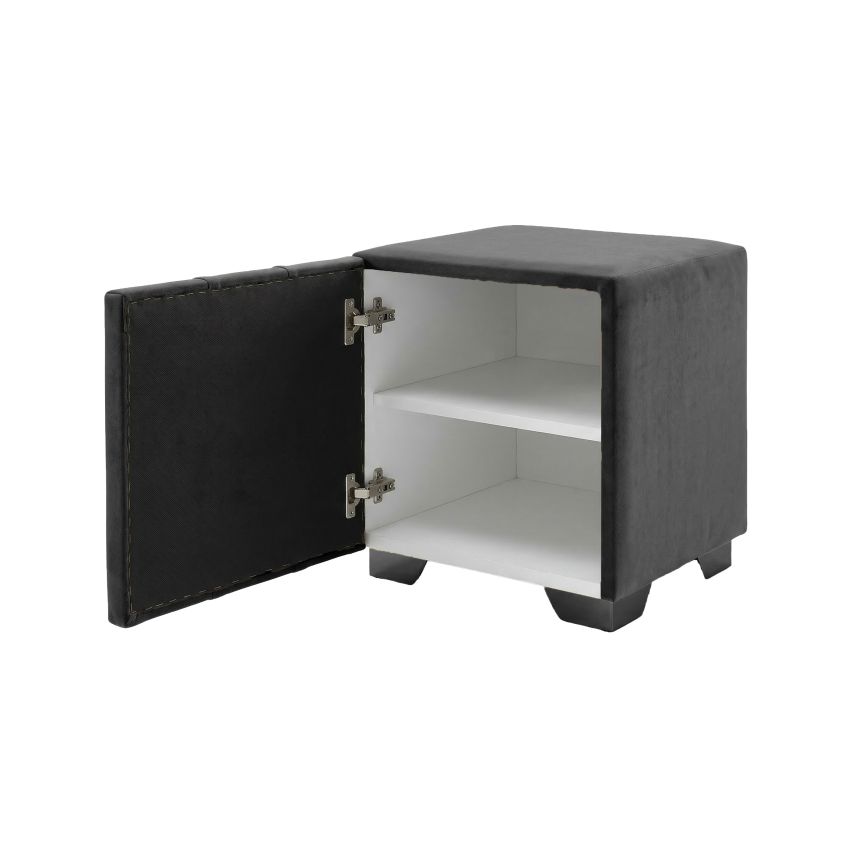 Noptiera tapitata Cozy 1d, 45x45x45 cm, gri inchis