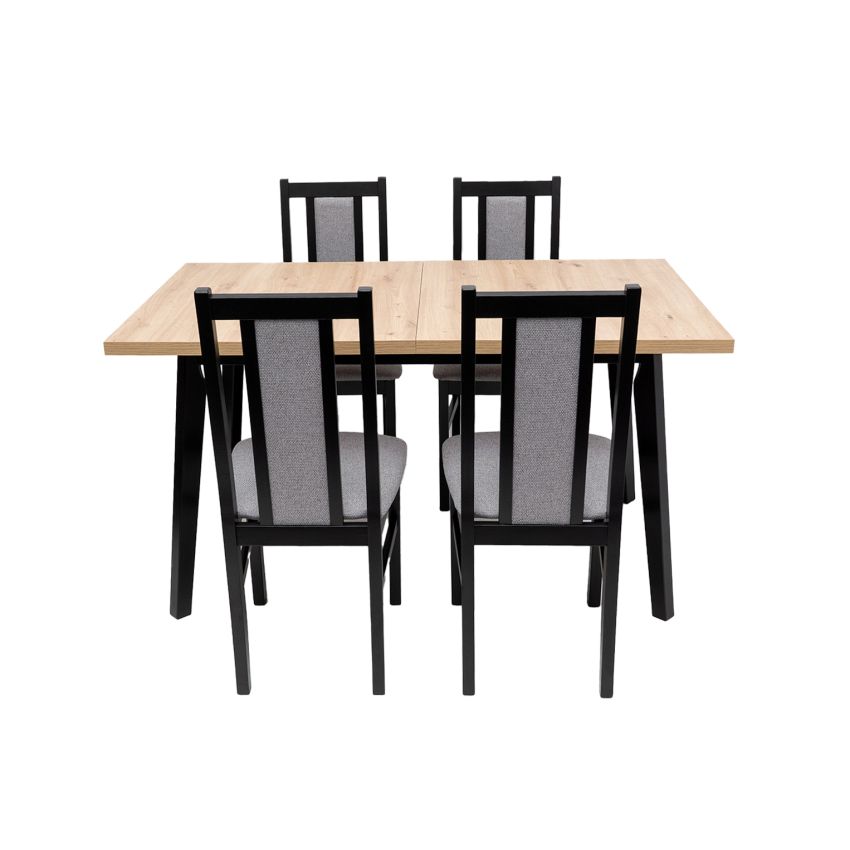 Set masa extensibila MB-13 (Oslo 5) negru/stejar artizan, cu 4 scaune S-38 (b14) op85