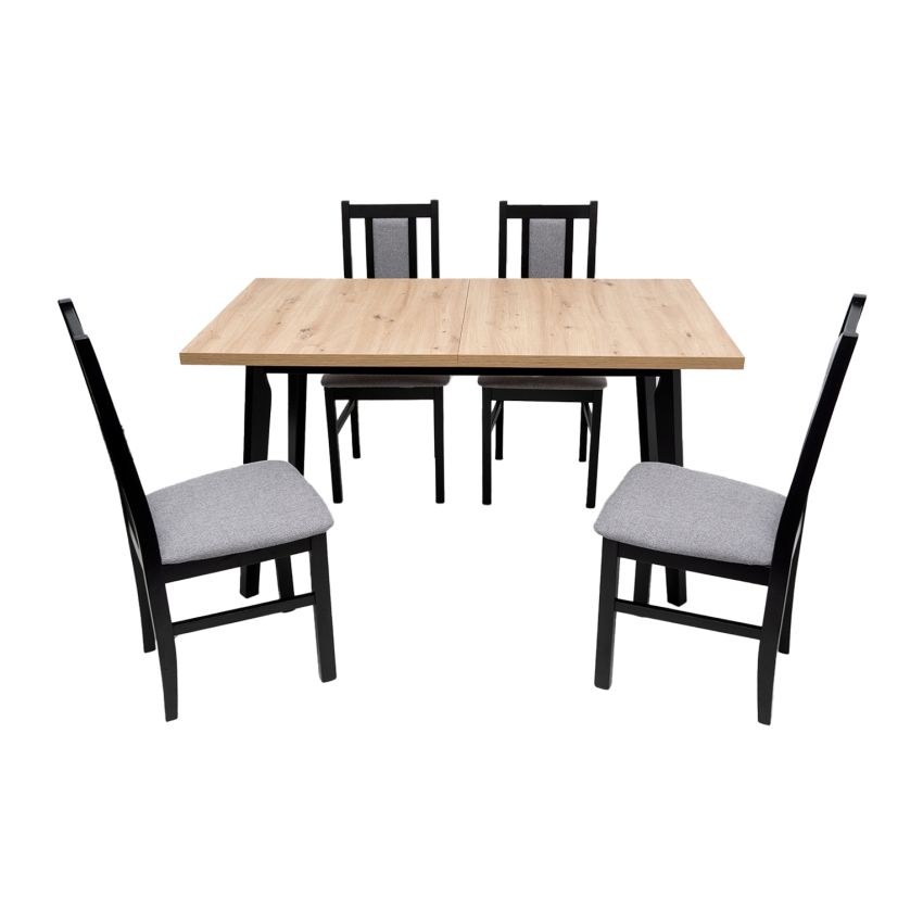 Set masa extensibila MB-13 (Oslo 5) negru/stejar artizan, cu 4 scaune S-38 (b14) op85