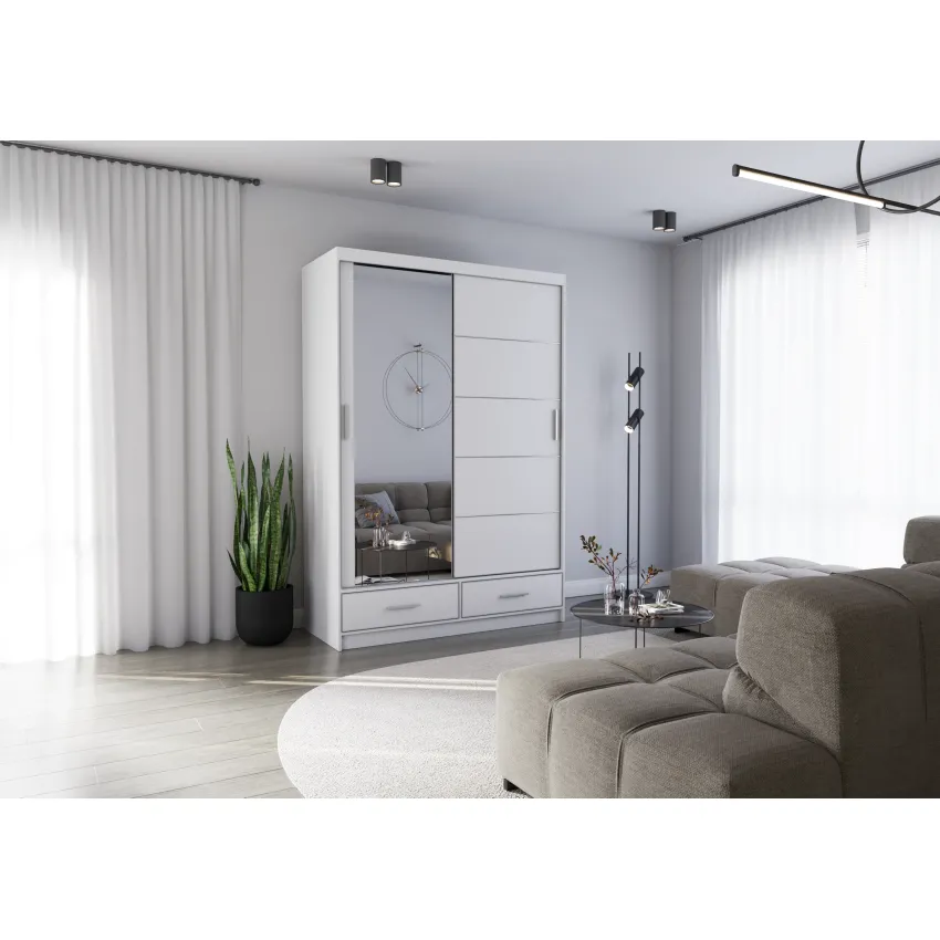 Dressing Florenta, cu oglinda, 150x218x61 cm, alb