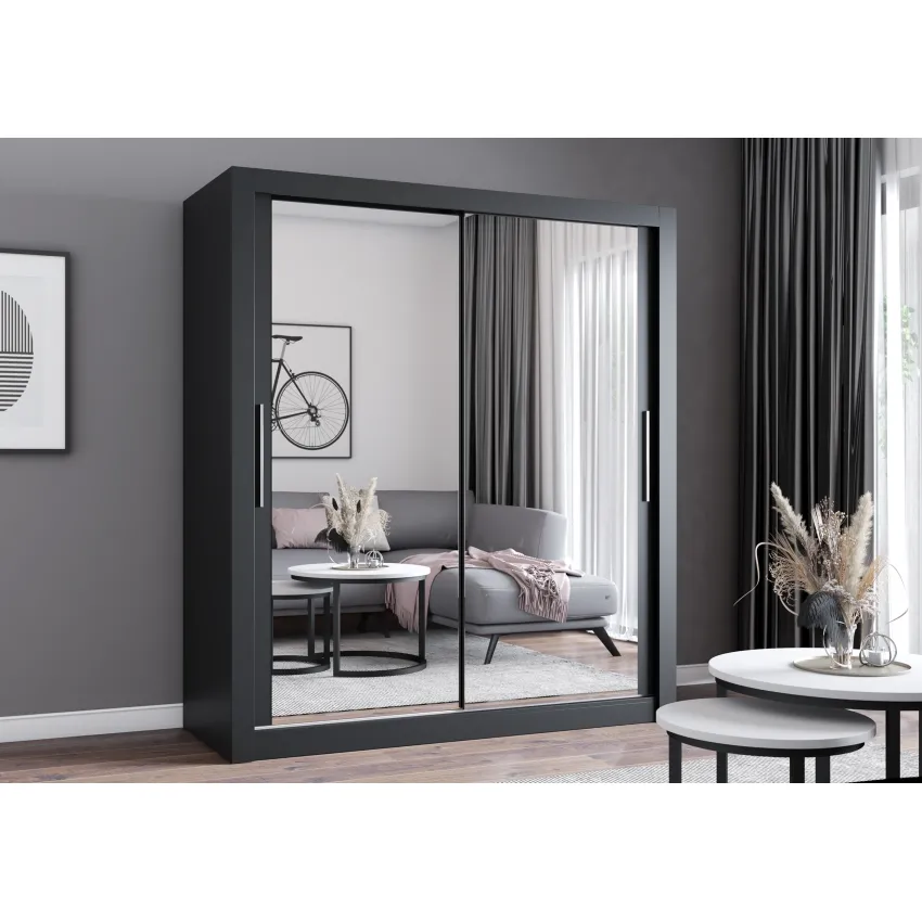 Dressing Milan, cu oglinda, 180x215x64 cm, negru