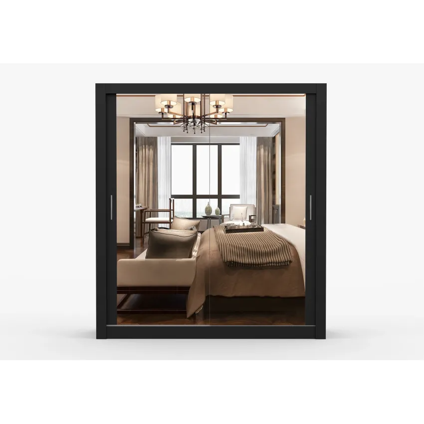 Dressing Milan, cu oglinda, 180x215x64 cm, negru
