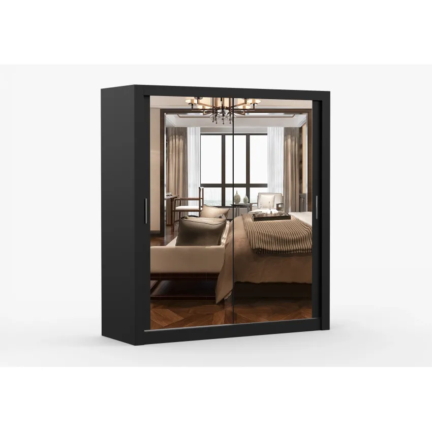 Dressing Milan, cu oglinda, 180x215x64 cm, negru