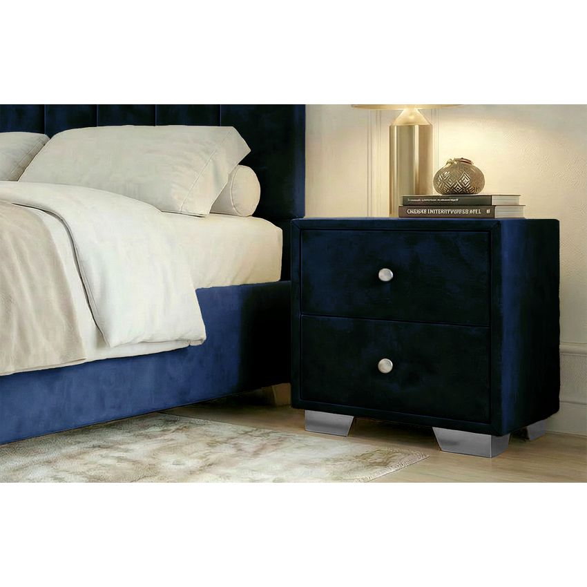 Noptiera tapitata Cozy 2s, 45x45x45 cm, albastru