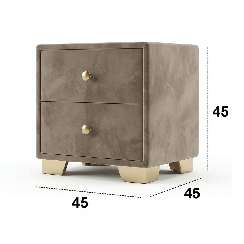 Noptiera tapitata Cozy 2s, 45x45x45 cm, cappuccino