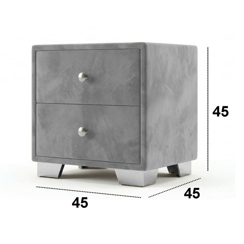 Noptiera tapitata Cozy 2s, 45x45x45 cm, gri deschis