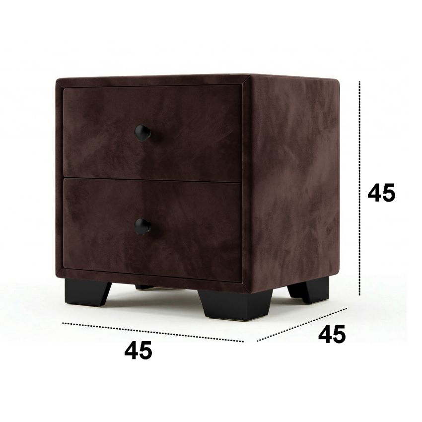 Noptiera tapitata Cozy 2s, 45x45x45 cm, maro