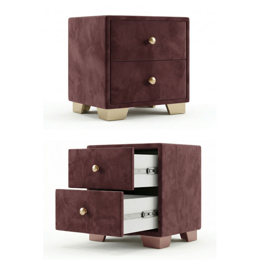Noptiera tapitata Cozy 2s, 45x45x45 cm, mov