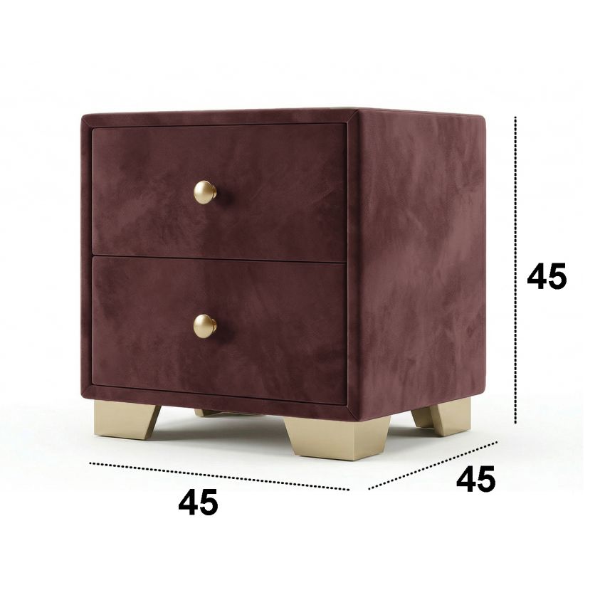 Noptiera tapitata Cozy 2s, 45x45x45 cm, mov