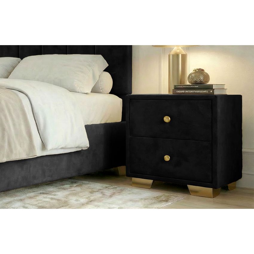 Noptiera tapitata Cozy 2s, 45x45x45 cm, negru