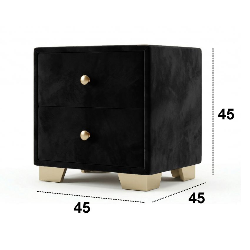 Noptiera tapitata Cozy 2s, 45x45x45 cm, negru
