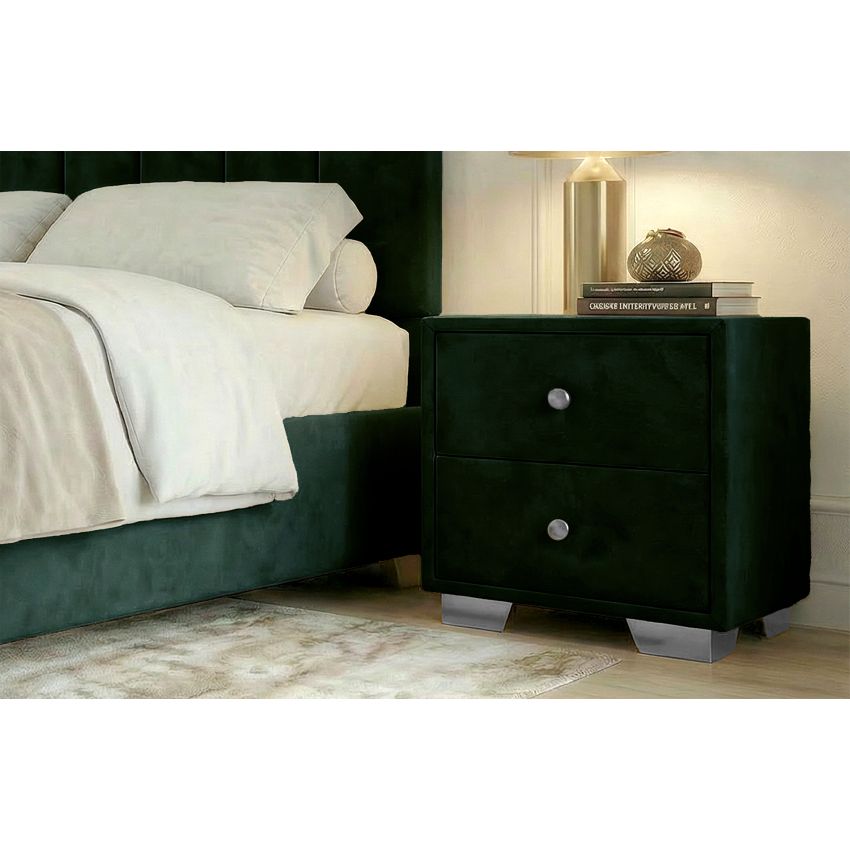 Noptiera tapitata Cozy 2s, 45x45x45 cm, verde