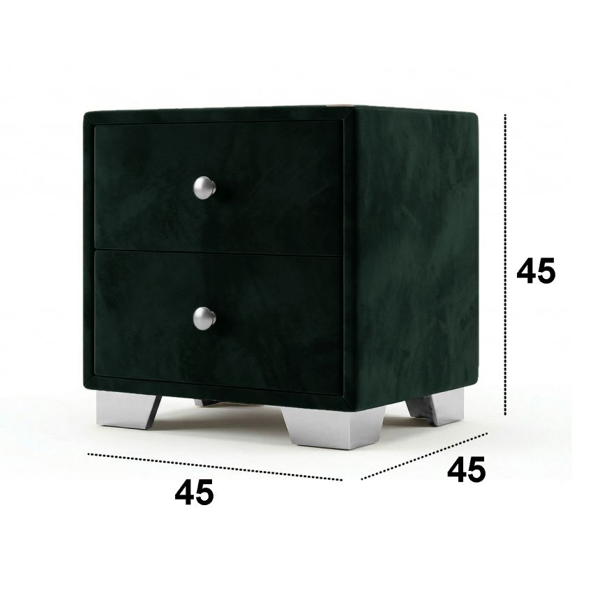 Noptiera tapitata Cozy 2s, 45x45x45 cm, verde