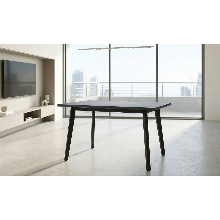 Masa extensibila 80x140-180 cm, Mb-13 Oslo5, Grafit/Negru, lemn masiv de fag si pal