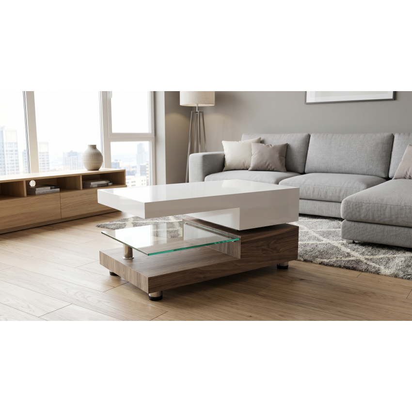Masa cafea HT-006, 72x45x38 cm, stejar, MDF
