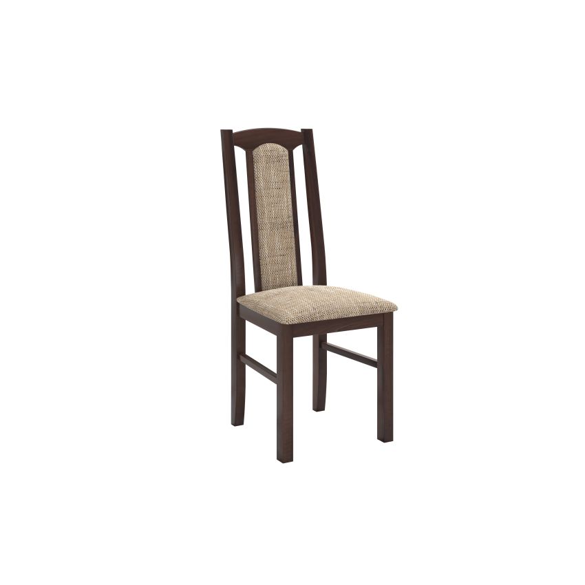 Set masa extensibila jork 160-200 cm, lemn masiv nuc, cu 6 scaune tapitate stofa maro, s-37 O2
