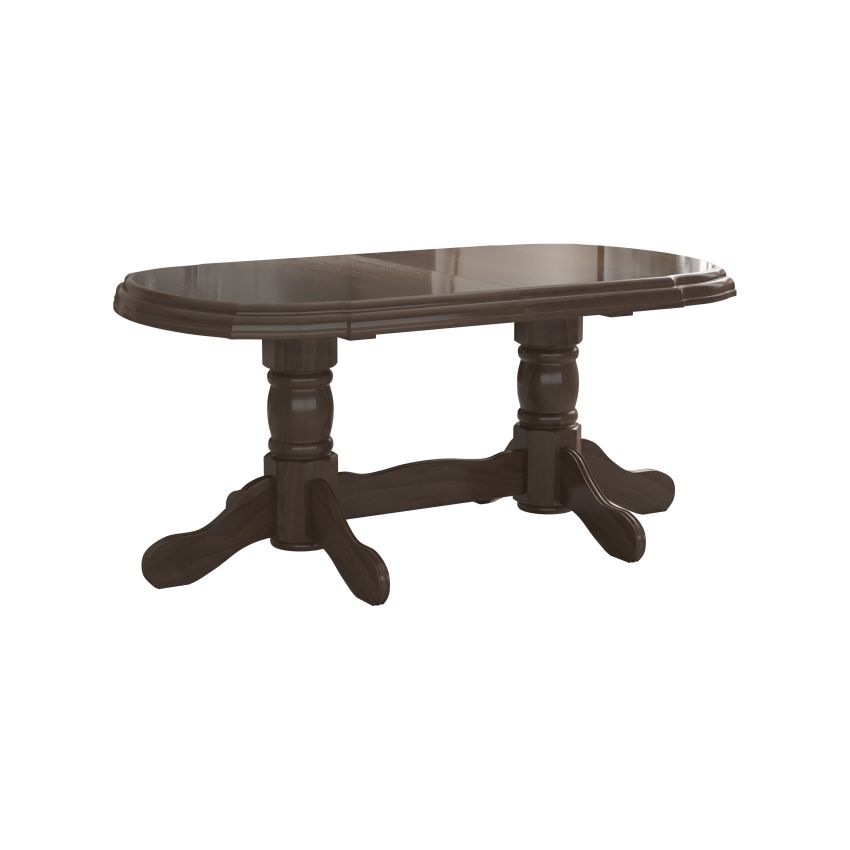 Set masa extensibila jork 160-200 cm, lemn masiv nuc, cu 6 scaune tapitate stofa maro, s-37 O2