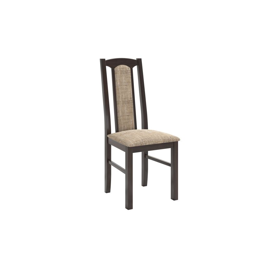 Set masa extensibila jork 160-200 cm, lemn masiv wenge, cu 8 scaune tapitate stofa maro, s-37 b7 W2
