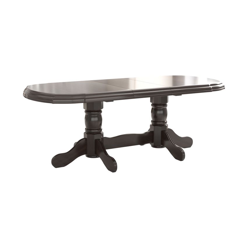 Set masa extensibila jork 160-200 cm, lemn masiv nuc, cu 6 scaune tapitate stofa maro, s-37 W2