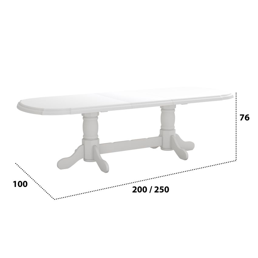 Set masa extensibila jork 200x250 cm, lemn masiv alb, cu 10 scaune tapitate stofa gri, s-38 B24B