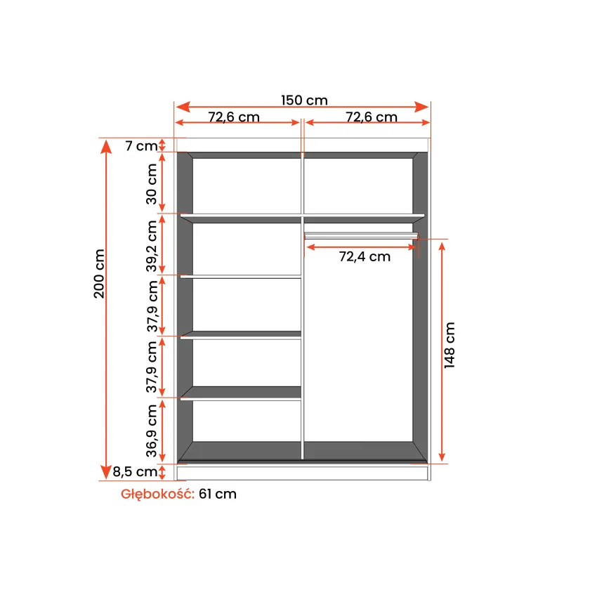 Dressing Gabriel, 150 cm, cu oglinda, casmir