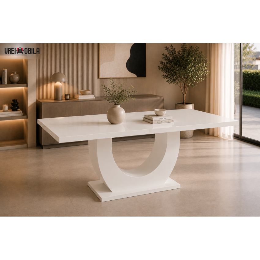 Masa extensibila 160-200 cm Ecuador, alb lucios, MDF vopsit