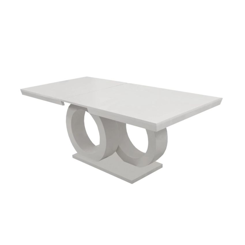 Masa extensibila 160/200x90 cm Aleks O, alb lucios, MDF vopsit