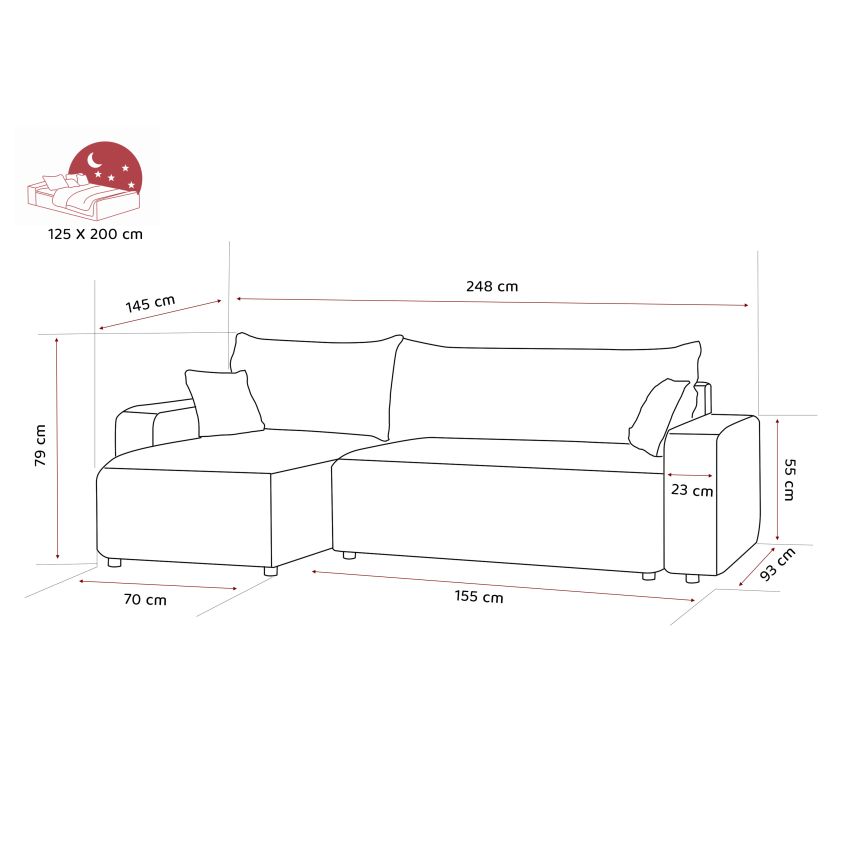 Coltar extensibil Piano L, gri