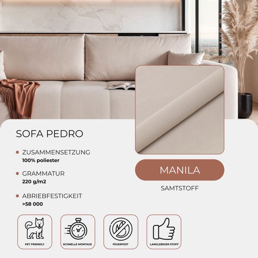 Canapea extensibila Pedro, bej
