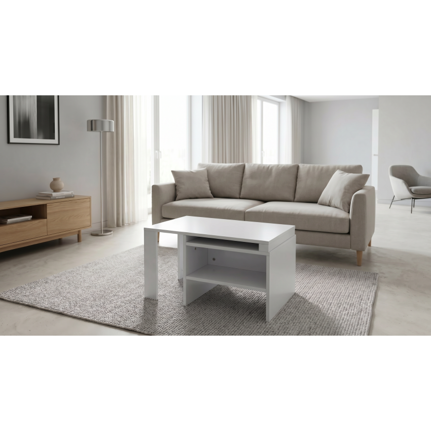 Masa cafea HT-196, 100x60x42 cm, alb, MDF