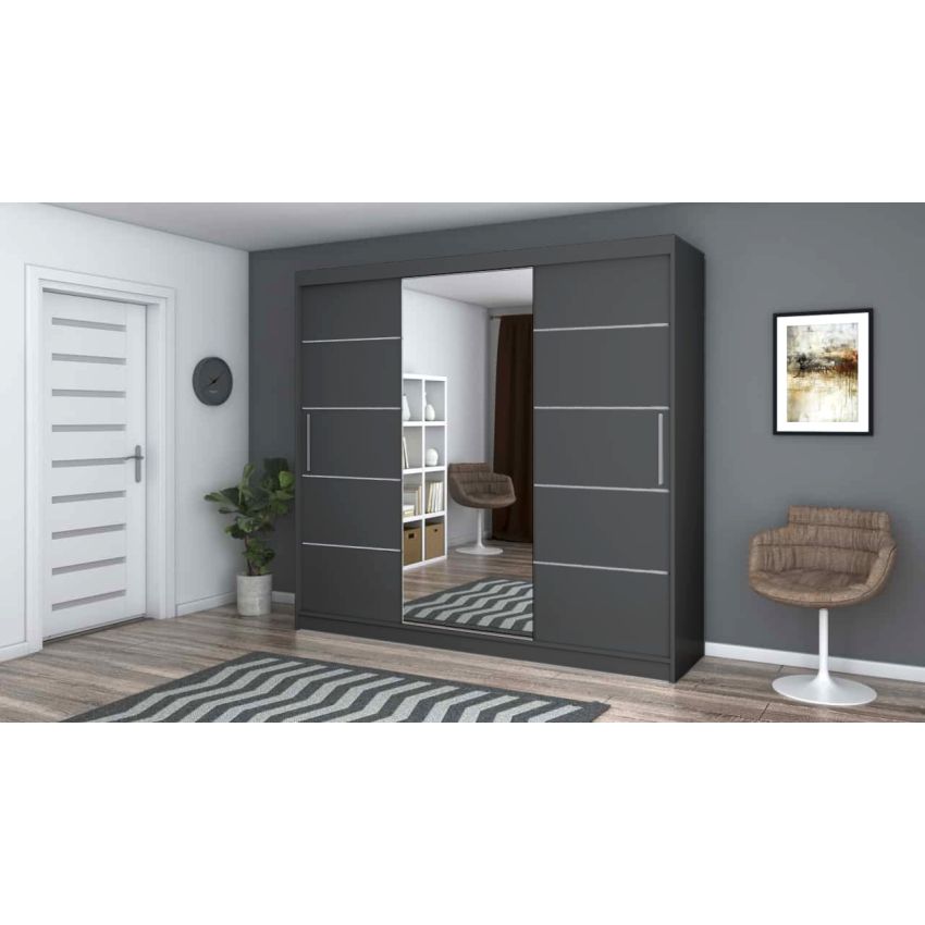 Dressing Iulian CB, cu oglinda, 233 cm, gri