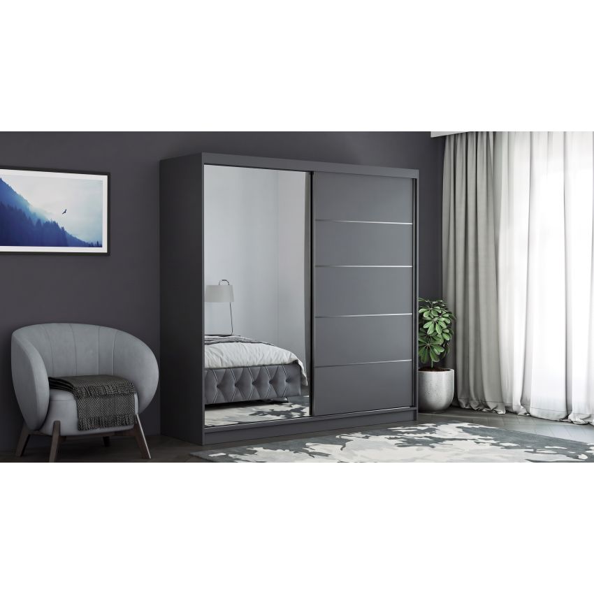 Dressing Ina, cu oglinda, 150x200x60 cm, gri