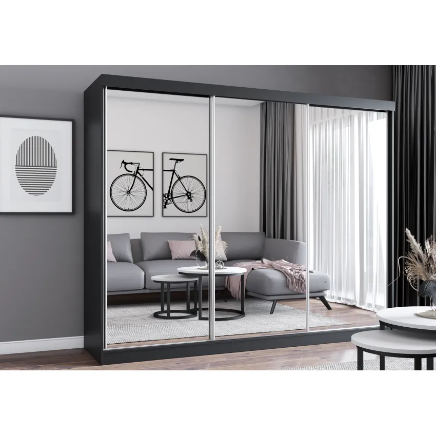 Dressing Milan, cu oglinda, 250x215x64 cm, negru