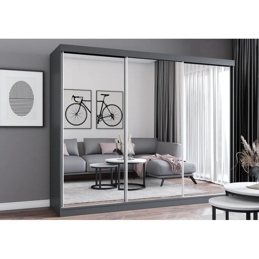 Dressing Milan, cu oglinda, 250x215x64 cm, gri