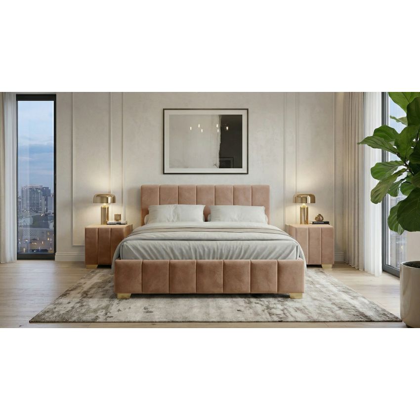 Pat Cozy, 160x200 cm, maro, suport saltea din PAL