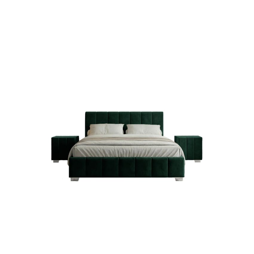 Pat Cozy, 160x200 cm, verde, suport saltea din PAL